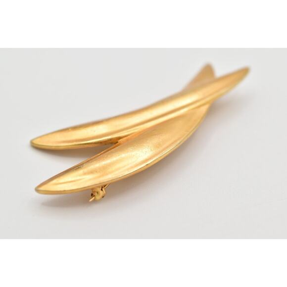 Anne Klein Vintage Ex Cross Pin Brooch Brushed Gold Heavy Chunky Unsigned BinBG - Picture 7 of 12